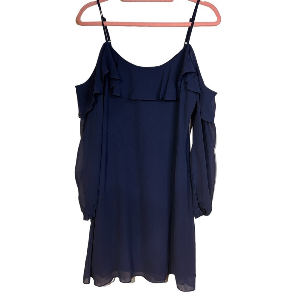 NWT Cupcakes and Cashmere Sundra Cold Shoulder Dress Women's Size 4 Blue Mini - Picture 3 of 11